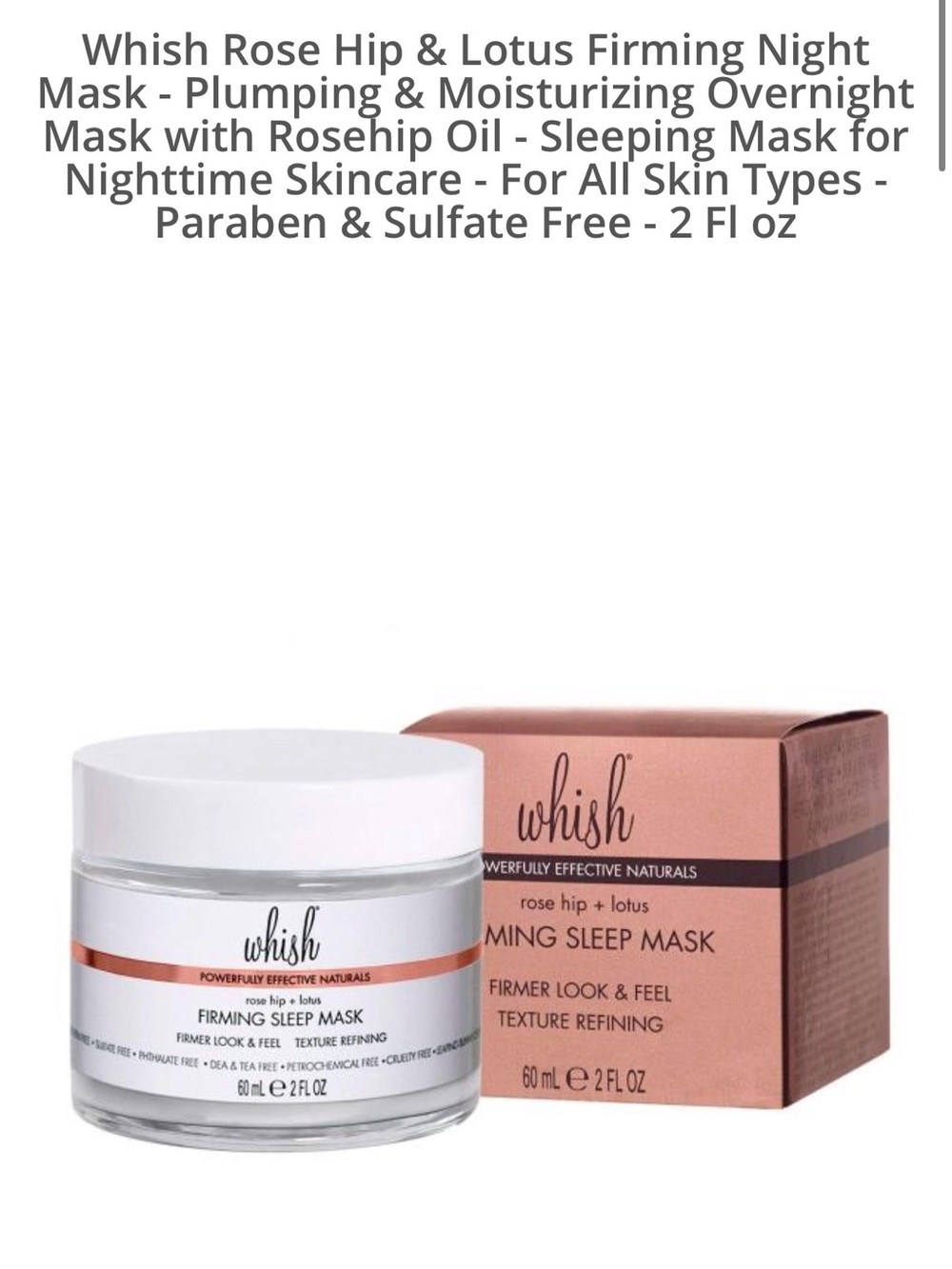 whish Firming Sleep Mask in Rose Gold Packaging